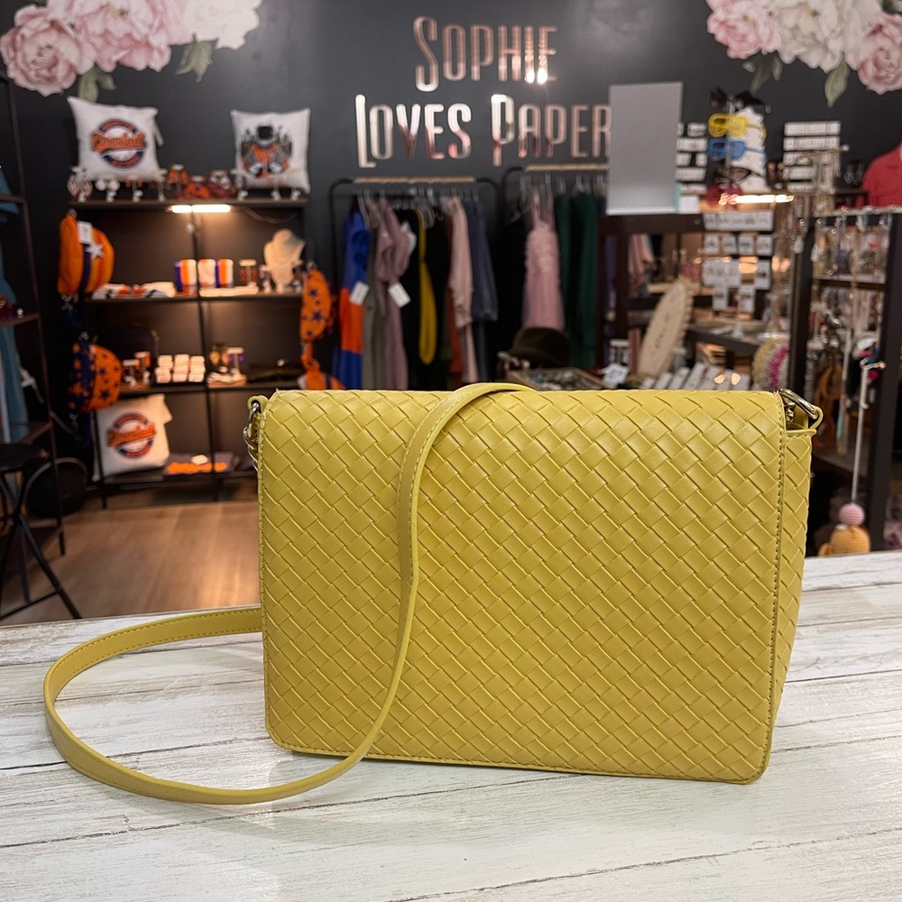 Yellow Woven Crossbody Bag